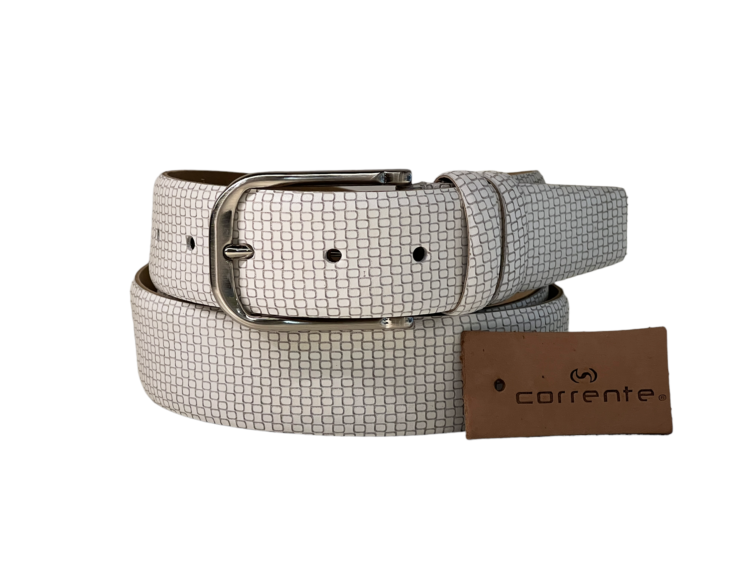 CBelt -6091 -Design Leather Leather-White – SuitUSA