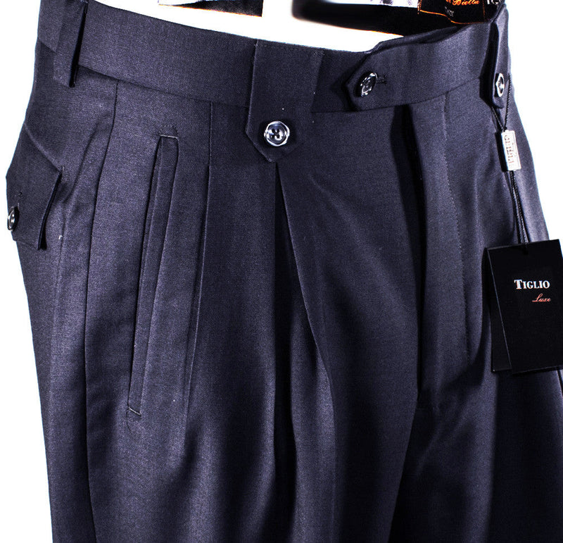 Tiglio Luxe Navy Wide Leg, Pure Wool Dress Pants 2576 TIG1002
