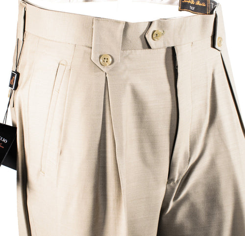 Tiglio Luxe Tan Wide Leg, Pure Wool Dress Pants 2576 TIG1004