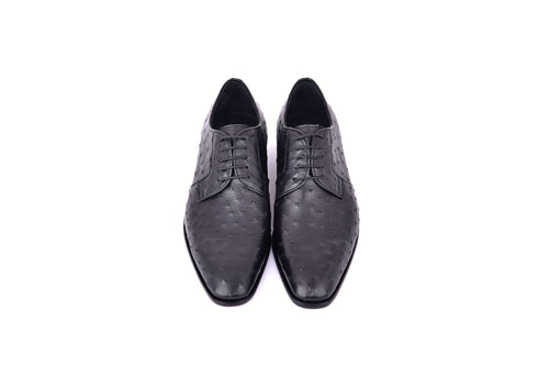 C01502-6348 Genuine Ostrich Black Lace up