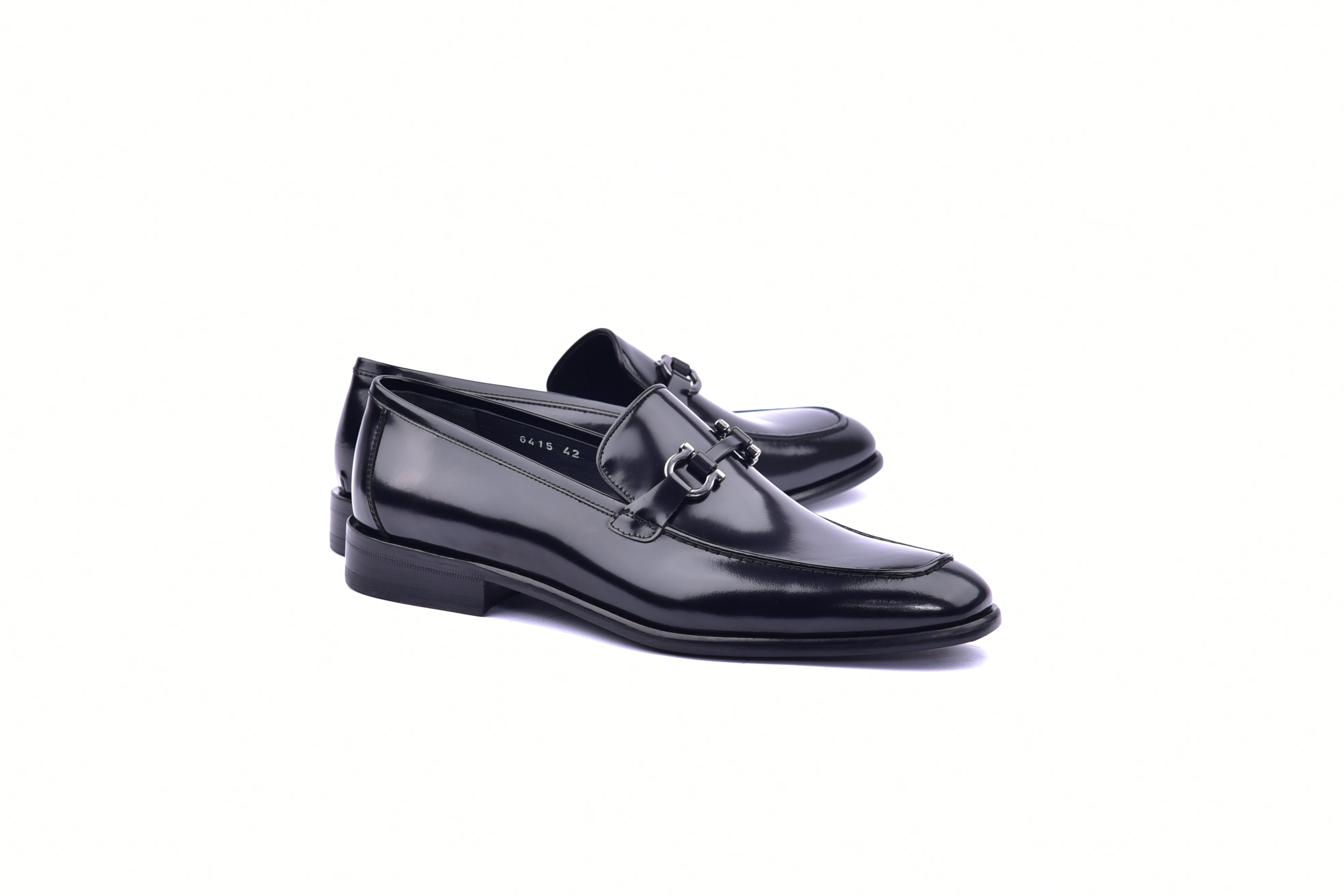 C043-6415 Lux Calf Buckle Loafer- Black