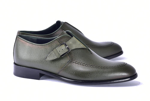 Corrente 6471 Leather Slip-On Monkstrap Shoe - Green - Green - Size 13