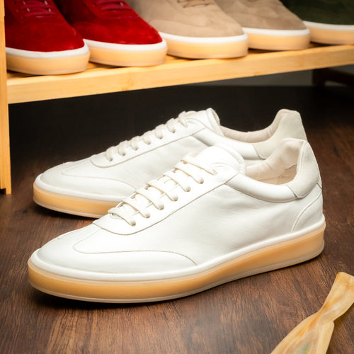 Zelli Gotti Minimalist Sneaker in Supple White Nappa Leather