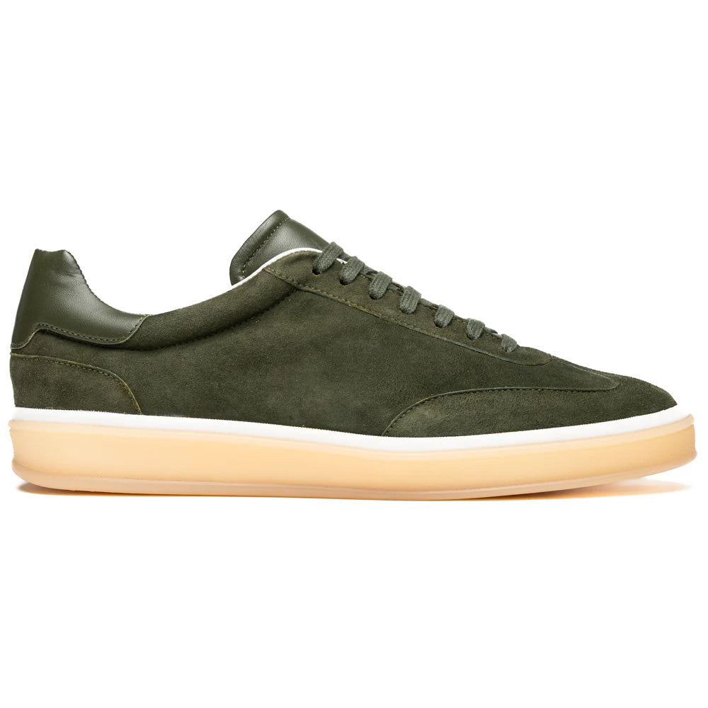 Zelli Gotti Suede and Leather Sneaker in Olive | Refined Sport Style