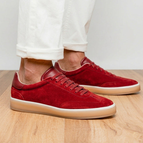 Zelli Gotti Suede & Leather Sneaker in Red | Refined Sporty Style