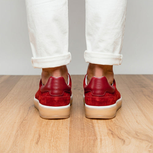 Zelli Gotti Suede & Leather Sneaker in Red | Refined Sporty Style