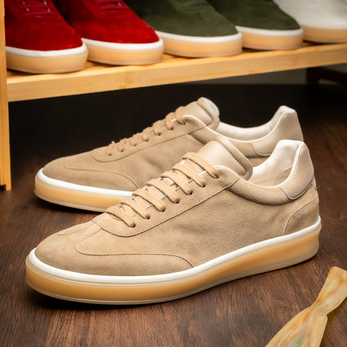 Zelli Gotti Suede & Leather Sneaker in Taupe