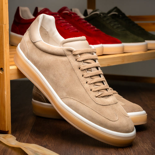Zelli Gotti Suede & Leather Sneaker in Taupe