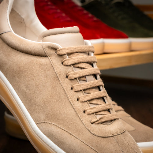 Zelli Gotti Suede & Leather Sneaker in Taupe