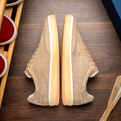 Zelli Gotti Suede & Leather Sneaker in Taupe