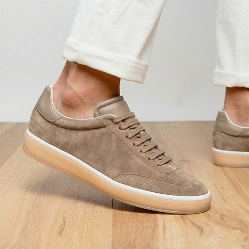 Zelli Gotti Suede & Leather Sneaker in Taupe