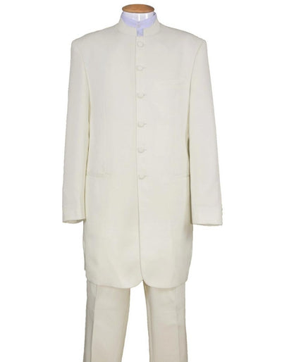 Mens 6 Button Long Style Mandarin Collar tuxedo in Cream - Men's Tuxedo USA