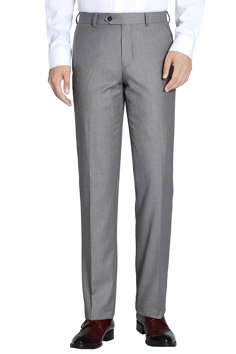 Men's Slim Fit Wool Feel Dress Pants in Light Grey – SuitUSA