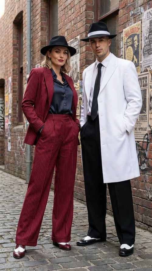 Men’s White Zoot Suit Gangster Style Outfit – White Jacket + Vest + Pants + Shirt & Tie Combo Package