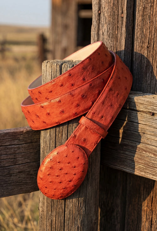 Men’s Orange Rust Copper Genuine Leather Belt with Textured Finish – Classic Dress Belt for Formal and Casual Wear