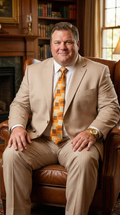 Vitali Men’s Natural Beige Pinstripe Suit – Summer Tan Pinstripe Weddings and Business Wear