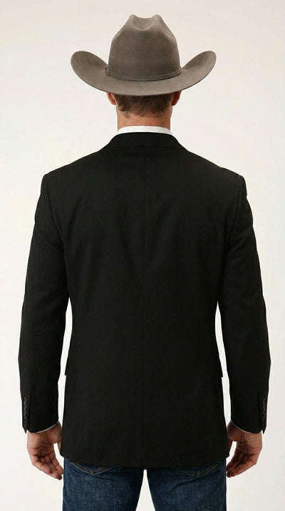 Menβs Black Linen Western Cowboy Blazer β Lightweight Formal Blazer Jacket for Wedding - Country Summer Jacket