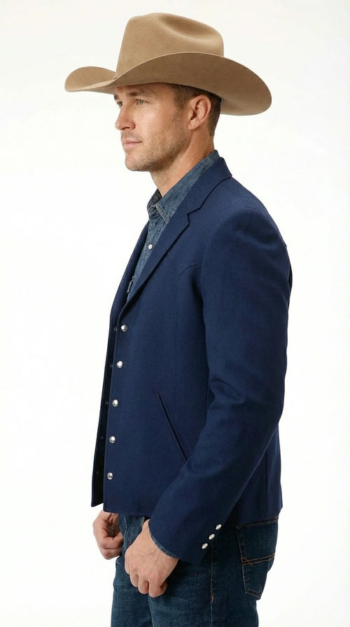 Mens Navy Blue Western Blazer Set β Cowboy Style Jacket and Pants Outfit Classic Country Western Blazer