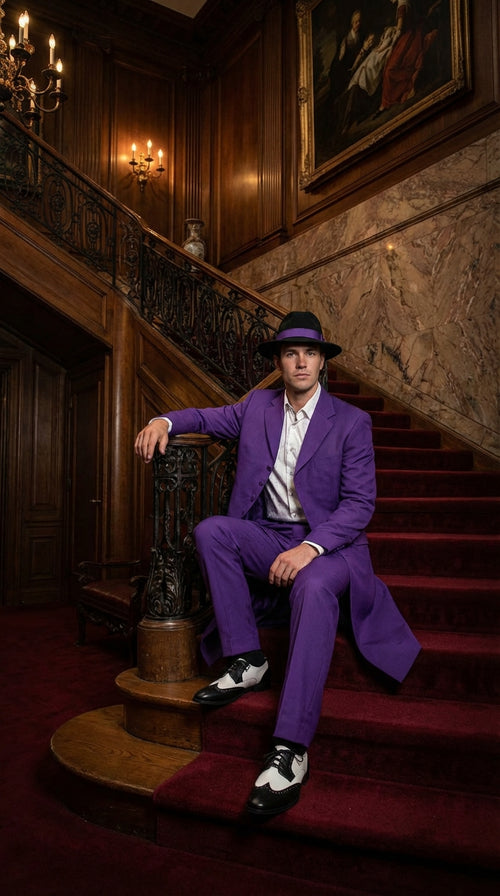 Pimp Halloween Joker Costume Purple Zoot Suit for Men