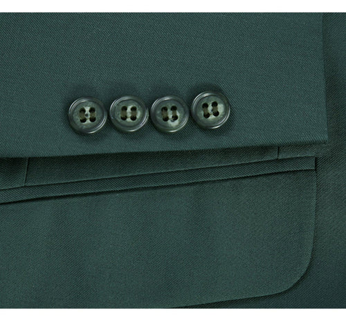 Mens Basic Two Button Classic Fit Suit with Optional Vest in Hunter Green