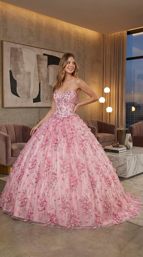 Layla K LK190 3D Floral Strapless Corset Quinceanera Ball Gown