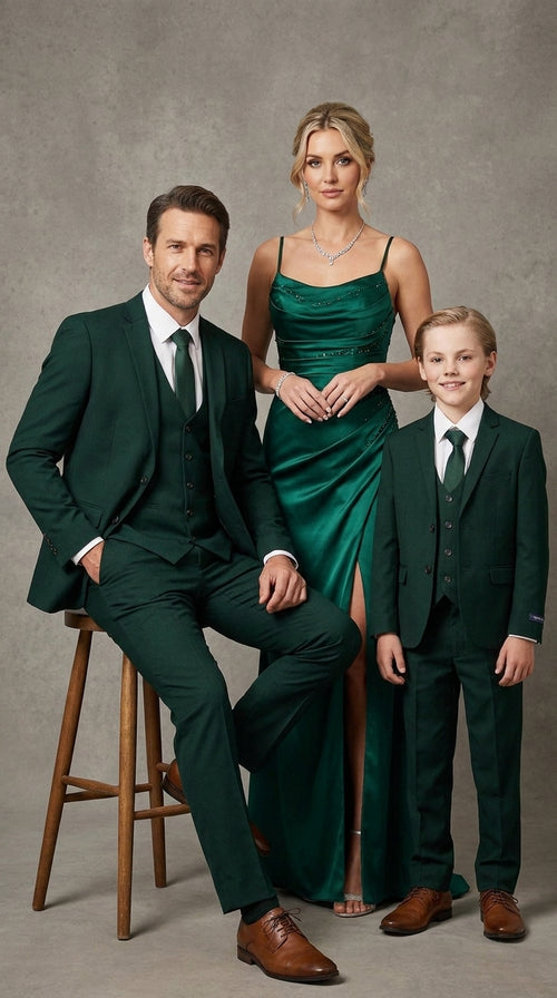 Dad & Son Matching Dark Green 3-Piece Suits β Father and Son Wedding Formal Suits