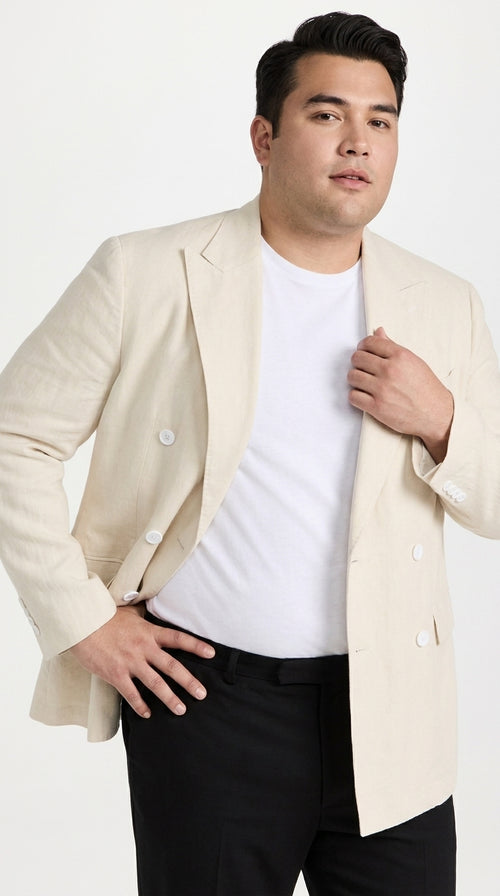 Men’s Cream Double Breasted Blazer – Ivory 6 Button Formal Wedding Sport Coat Off White color