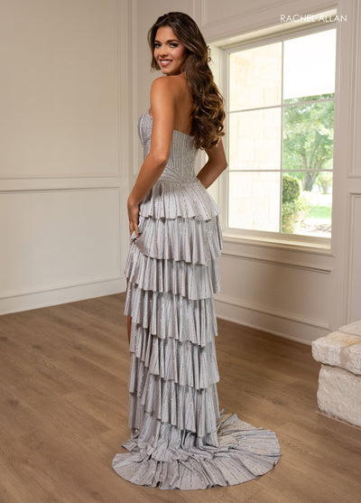Rachel Allan 70823 Strapless Tiered Slit Gown