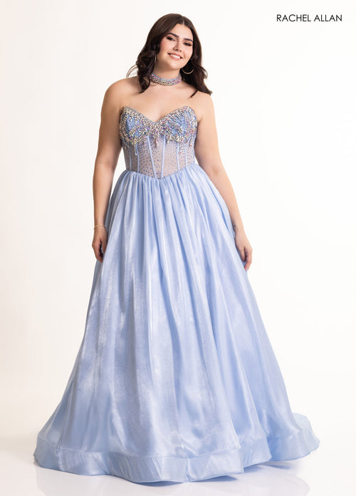 Organza Strapless A-line Gown by Rachel Allan 70998