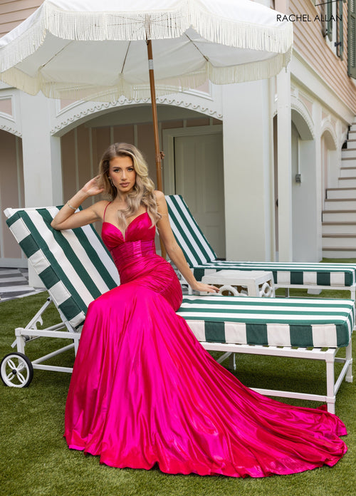 Metallic Sleeveless Gown by Rachel Allan 71040