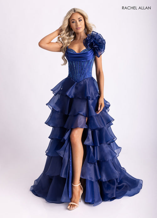 Ruffled High Low Gown by Rachel Allan 71049