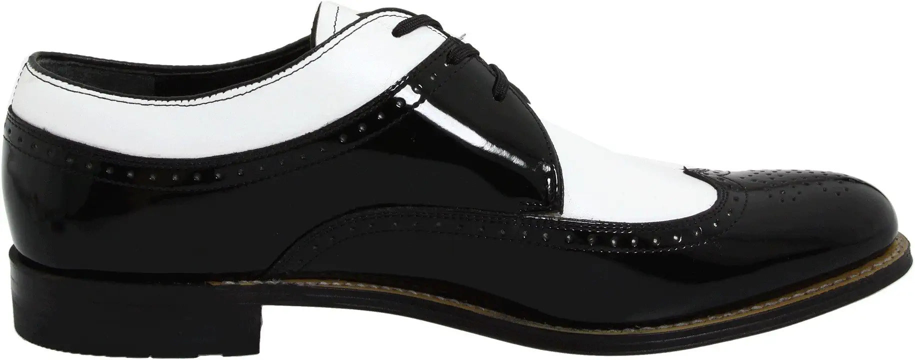 Mens 1920s Gangster Wingtip Dress Shoes - Black and White – SuitUSA