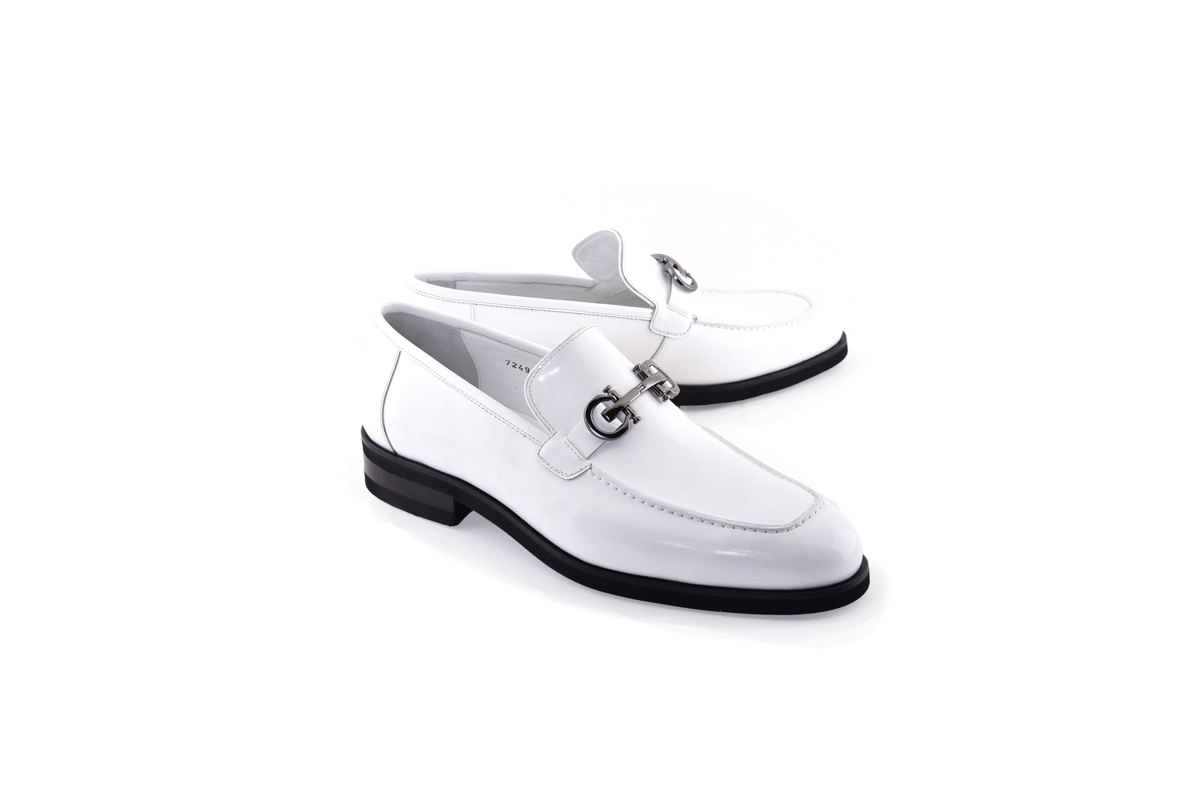C0001209-7249 loafer with silver buckle-White