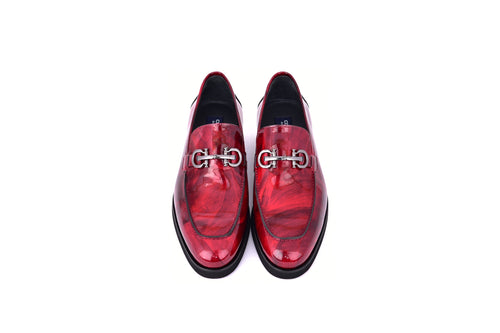 C0001206-7249 loafer with silver buckle-Marble Red