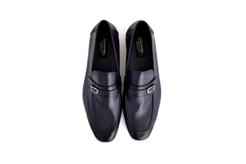 C0001116-7256 Side buckle loafer- Navy