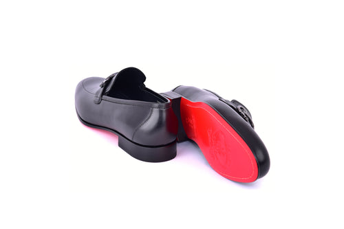 C0001201-7260 loafer with silver buckle-Black