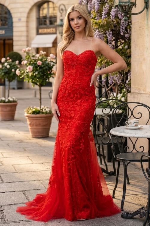 Amelia Couture 7024 Sweetheart Mesh Corset Mermaid Prom Dress