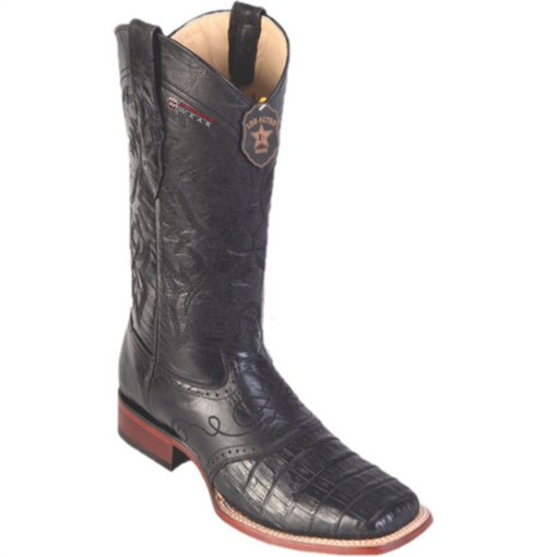 Men’s Los Altos Caiman Belly Boots With Saddle Wide Square Toe