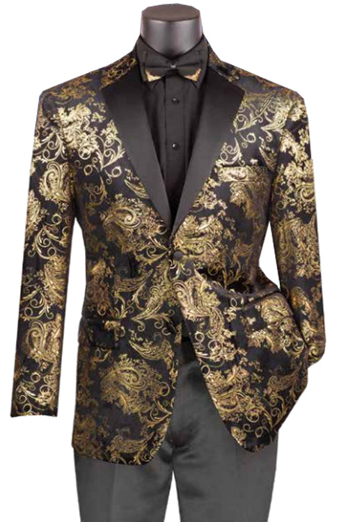Red Paisley Velvet Foil Tux Smoking Jacket by Vinci
