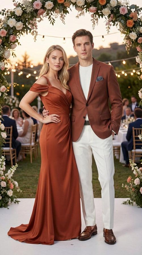 Mens Rustic Brown Light Burnt Orange Copper Blazer β Classic Fit Single Breasted Formal Casual Dress Jacket
