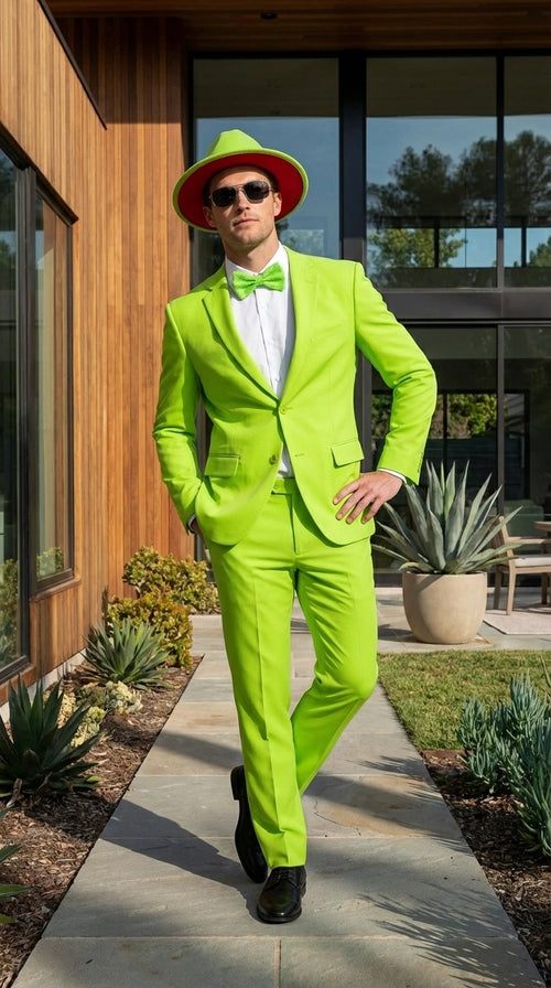 Men’s Neon Green Suit – Bright Lime Green Fashion Suit for Prom, Party, Stage Performance and Statement Formal Wear