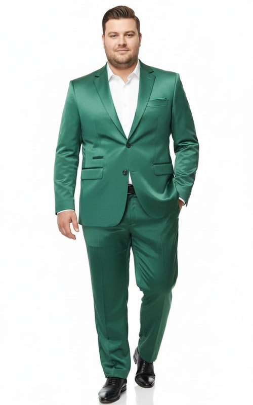Mens Shiny emerald Green Sateen 2-Piece Slim Fit Suit - Formal Blazer and Pants Set Prom Wedding by USA Men's Outlet
