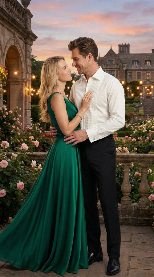 Men’s Ivory Cream Off White Pleated Tuxedo Dress Shirt | French Cuff Formal Wedding Shirt