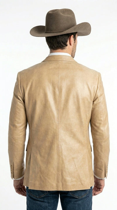 Menβs Champagne Gold Western Blazer, Formal Cowboy Wedding Ranch Sport Coat Jacket tan beige color sheen sharkskin fabric