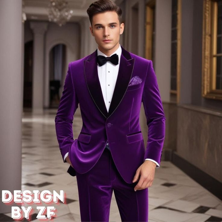 Buy Men Suits Elegant Formal Stylish Purple Velvet 2 Piece Tuxedo for Men Classic Formal Attire Tailored Men's Purple Tuxedo – SuitUSA