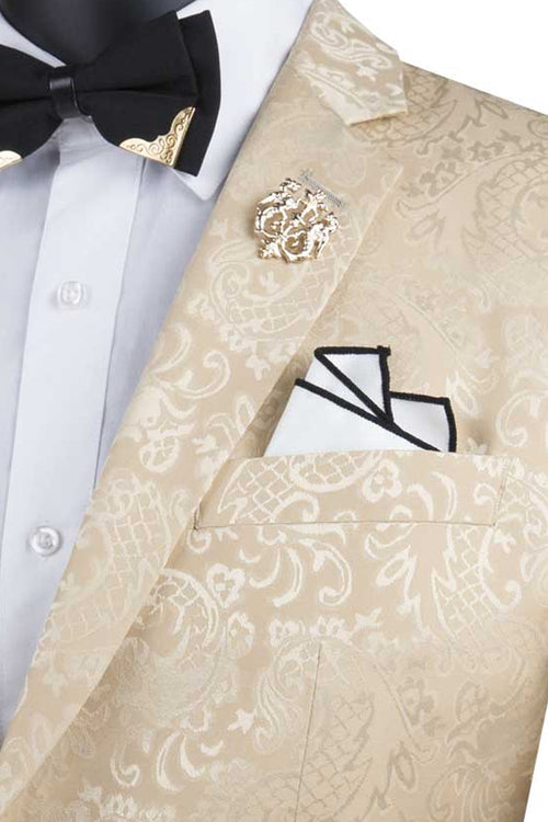 Black Men's Slim Fit Paisley Wedding & Prom 2026 Suit - Shiny Finish by Vinci