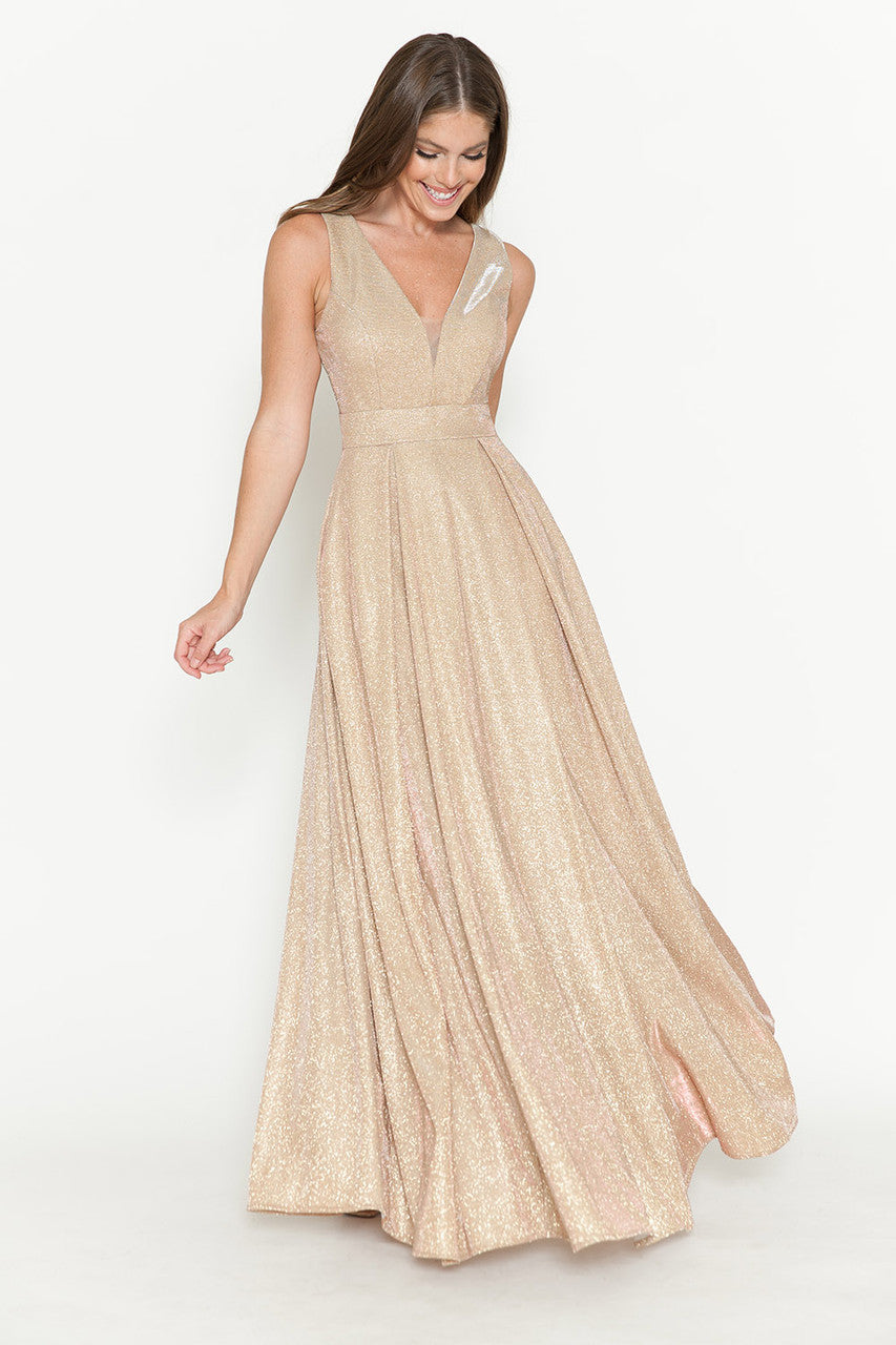 Lenovia 5256 Metallic Glitter Stretch Knit Sleeveless A-line Dress