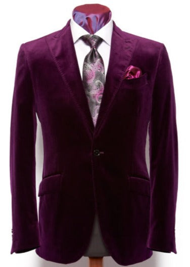 Men's Two-Button Pure Cotton Velvet Purple Sport Coat velour Men's blazer Jacket β SuitUSA