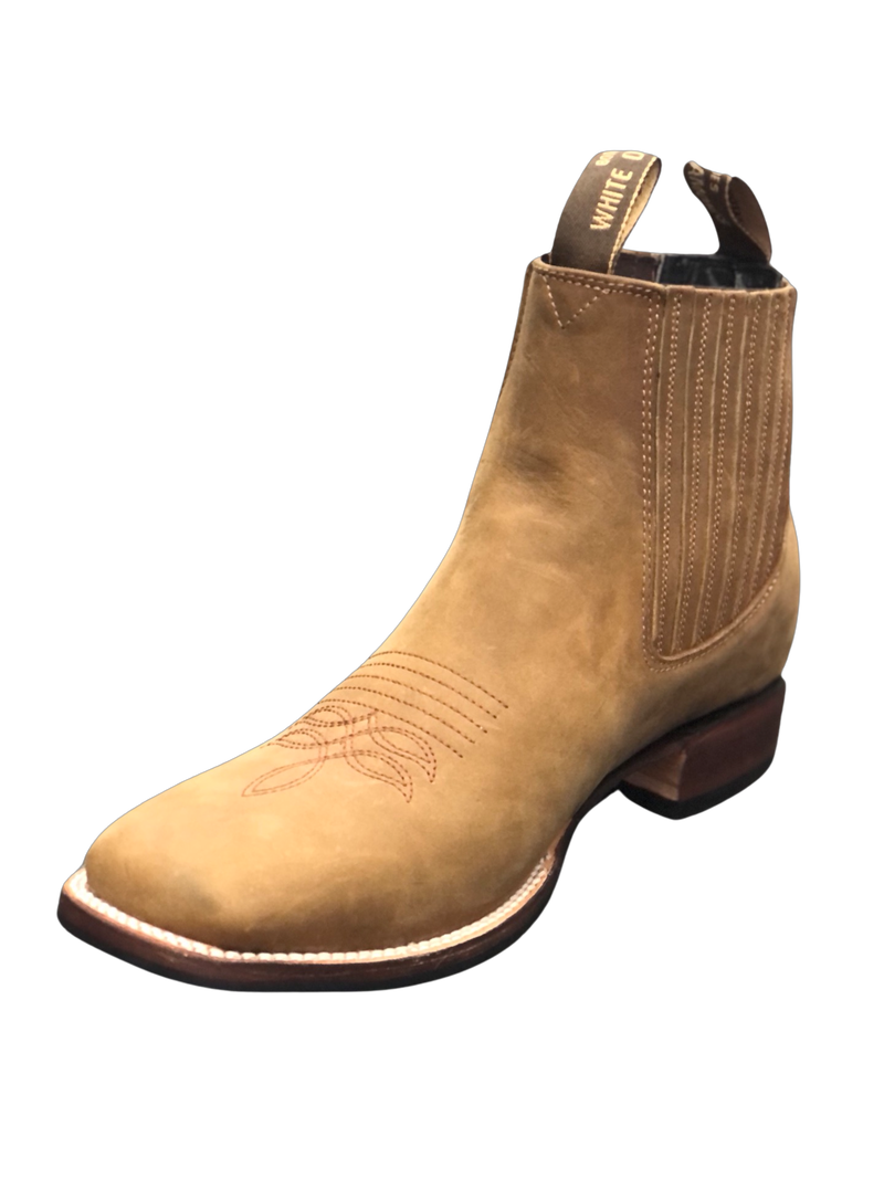 Botines Charros White Diamond Boots con Punta Cuadrada