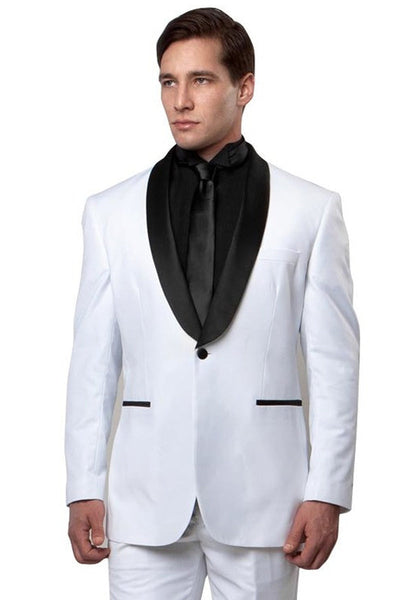 Men's Classic Slim Fit Shawl Lapel Tuxedo in Black & White